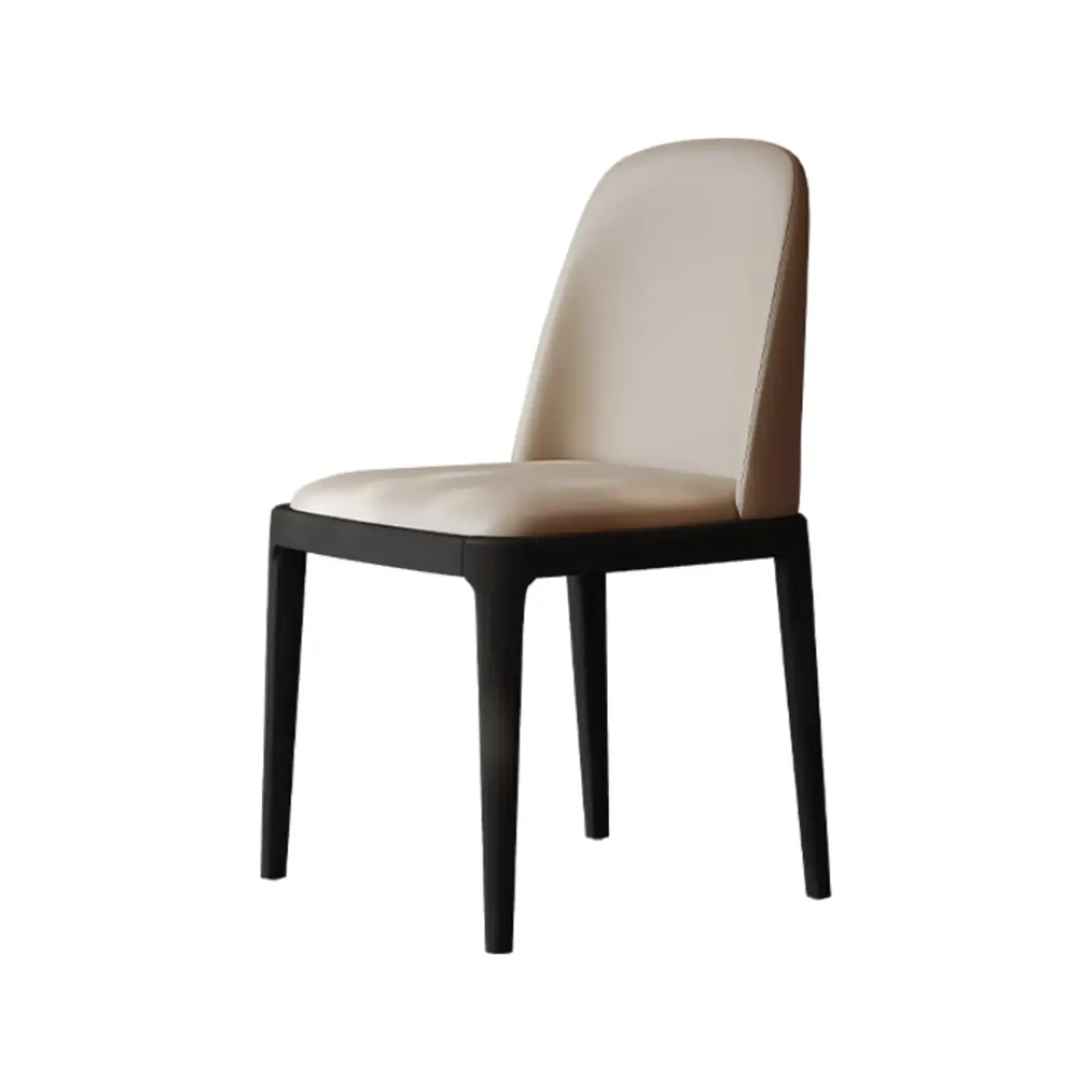 Elegant White Faux Leather Armless Wood Dining Chair Image - 17