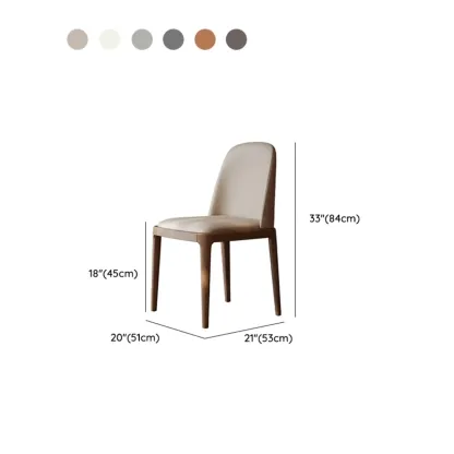 Elegant White Faux Leather Armless Wood Dining Chair #size