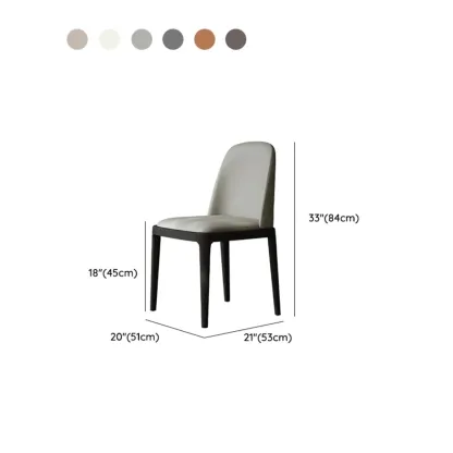 Elegant White Faux Leather Armless Wood Dining Chair Image - 21
