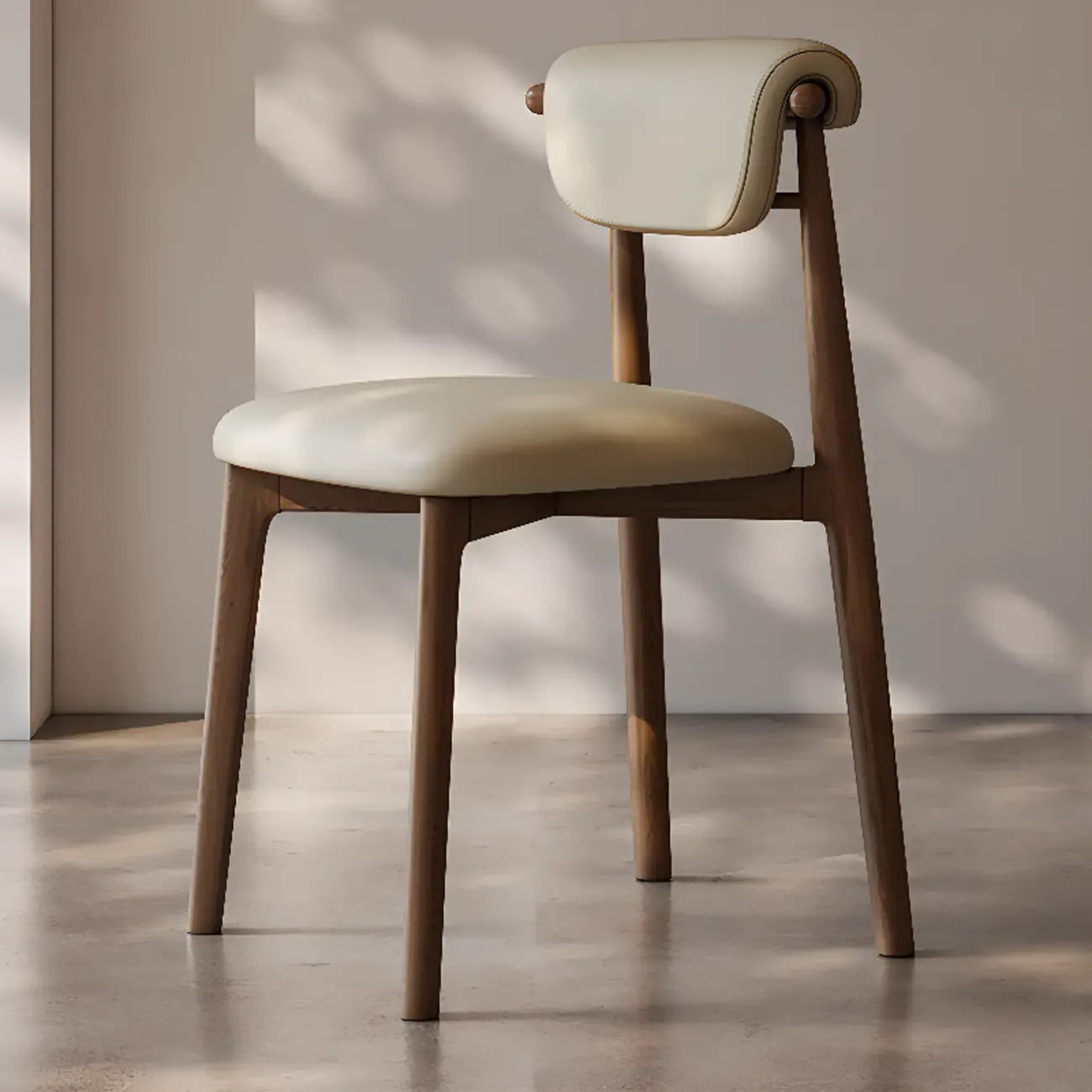 Wooden Armless Faux Leather Low Back Dining Chairs Image - 1