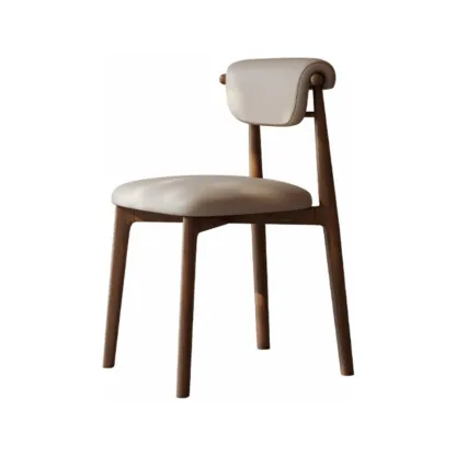 Wooden Armless Faux Leather Low Back Dining Chairs Image - 2