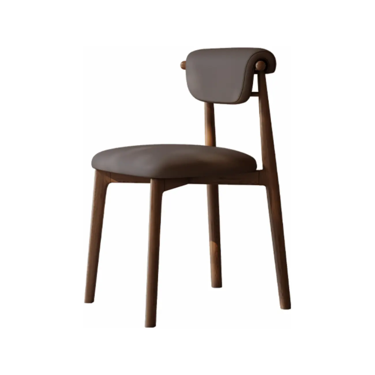 Wooden Armless Faux Leather Low Back Dining Chairs Image - 4 | homeyfad