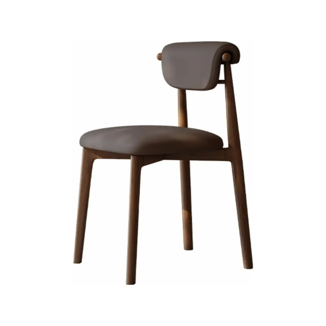 Wooden Armless Faux Leather Low Back Dining Chairs Image - 4