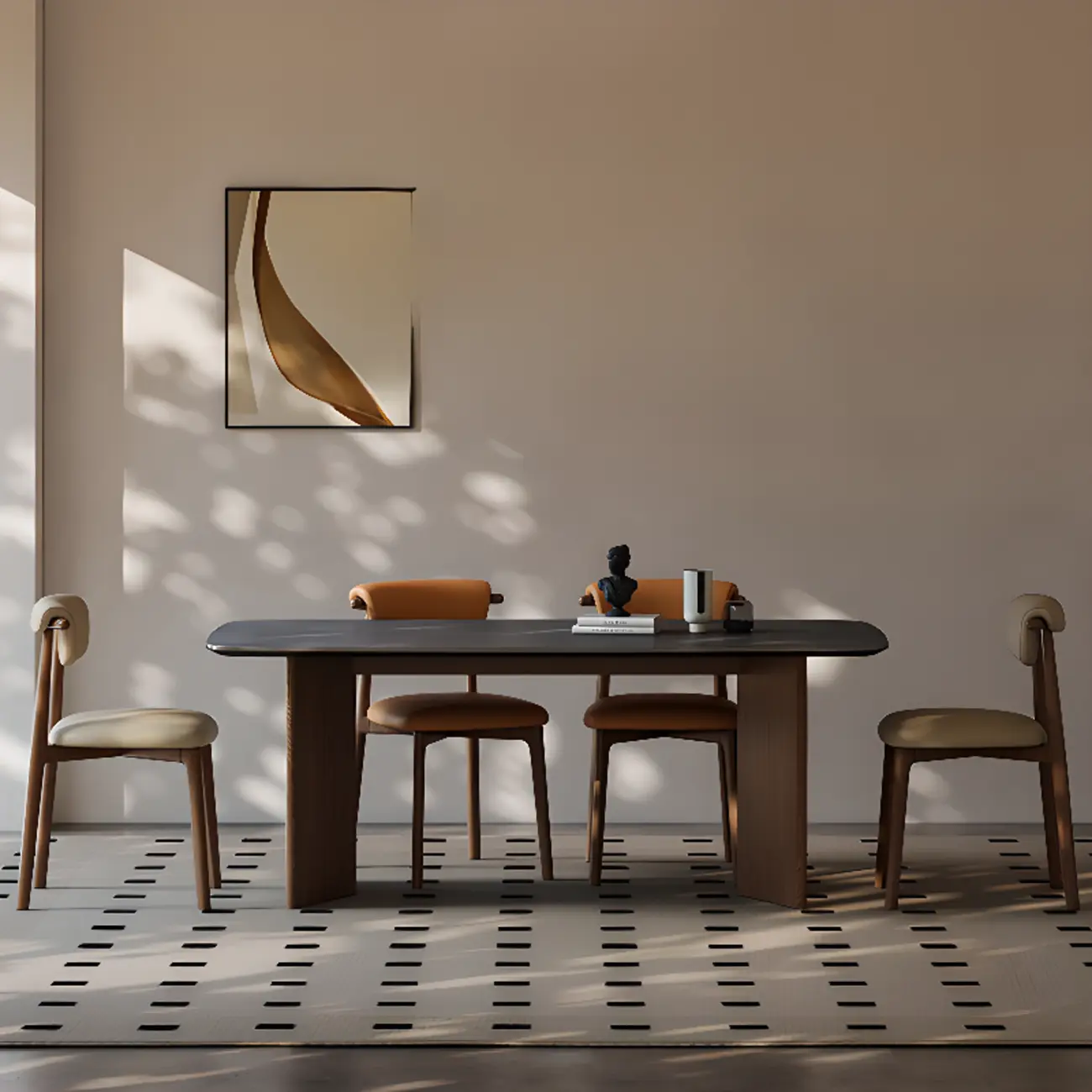 Wooden Armless Faux Leather Low Back Dining Chairs Image - 5 | homeyfad