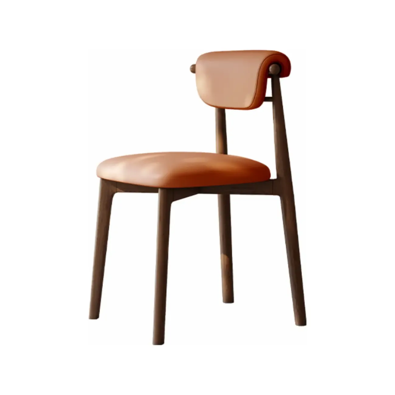 Wooden Armless Faux Leather Low Back Dining Chairs Image - 6