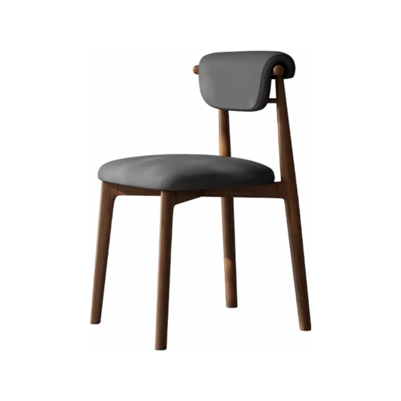 Wooden Armless Faux Leather Low Back Dining Chairs Image - 7 | homeyfad