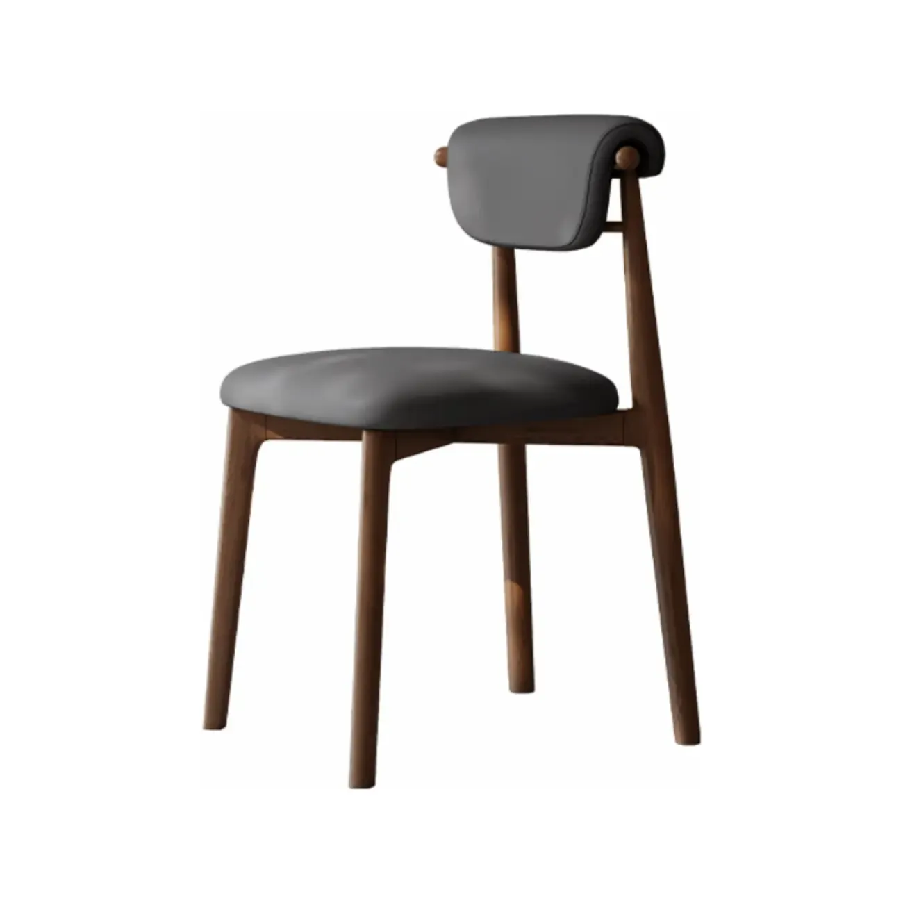 Wooden Armless Faux Leather Low Back Dining Chairs Image - 7