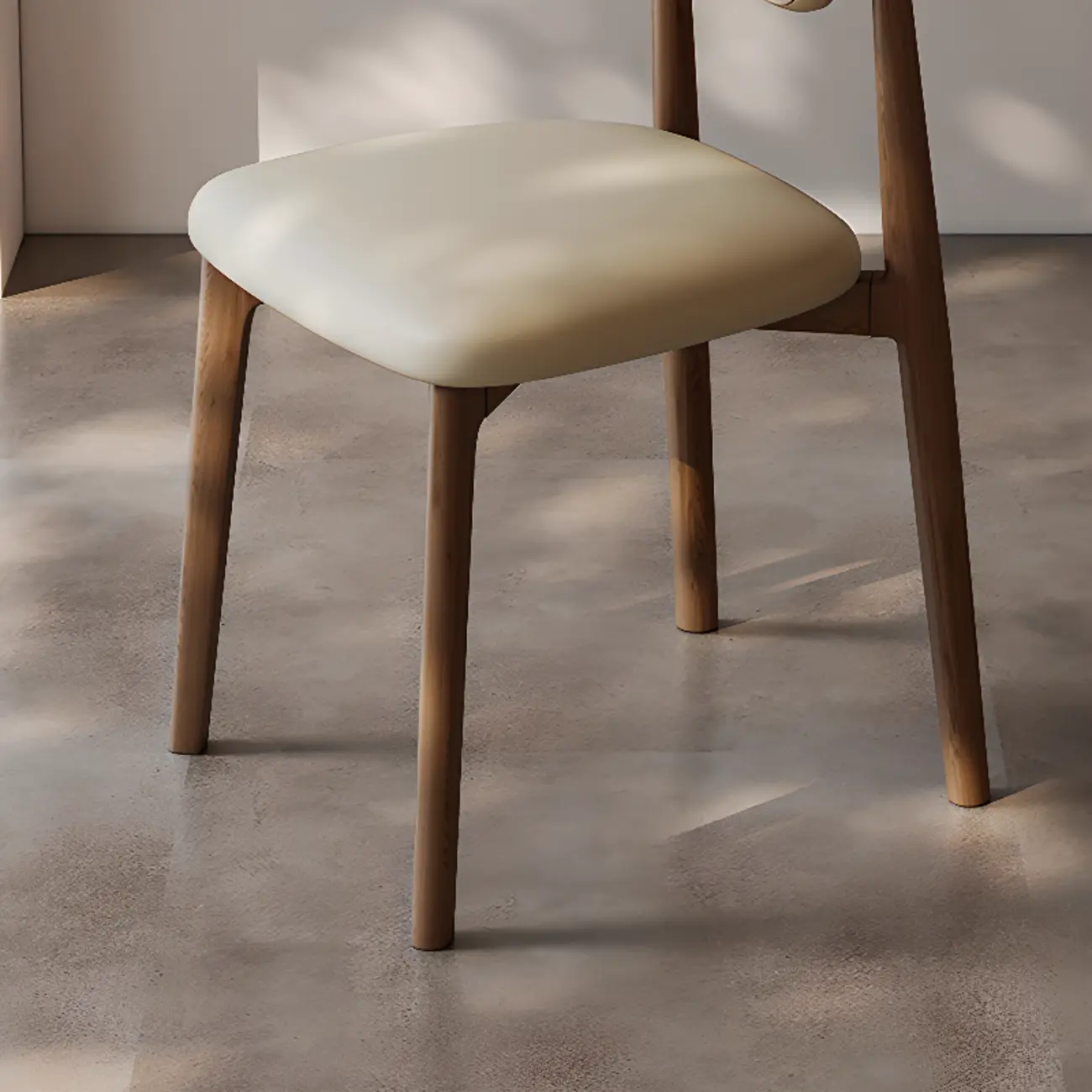 Wooden Armless Faux Leather Low Back Dining Chairs Image - 8 | homeyfad