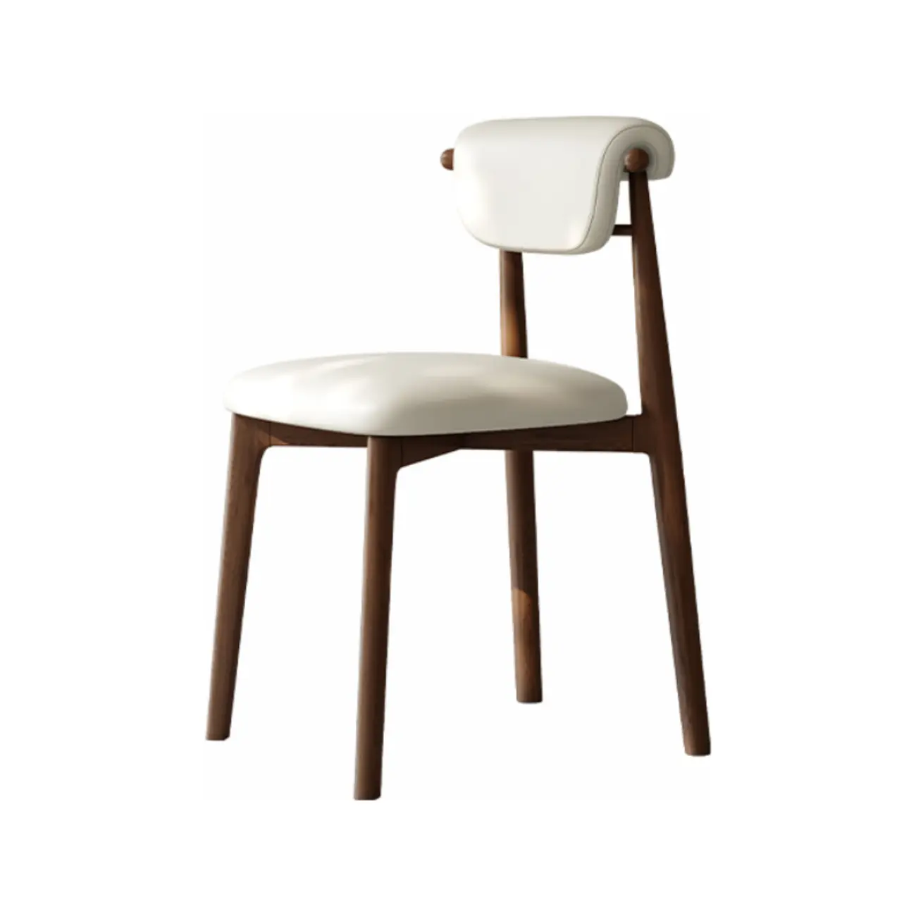 Wooden Armless Faux Leather Low Back Dining Chairs Image - 9 | homeyfad