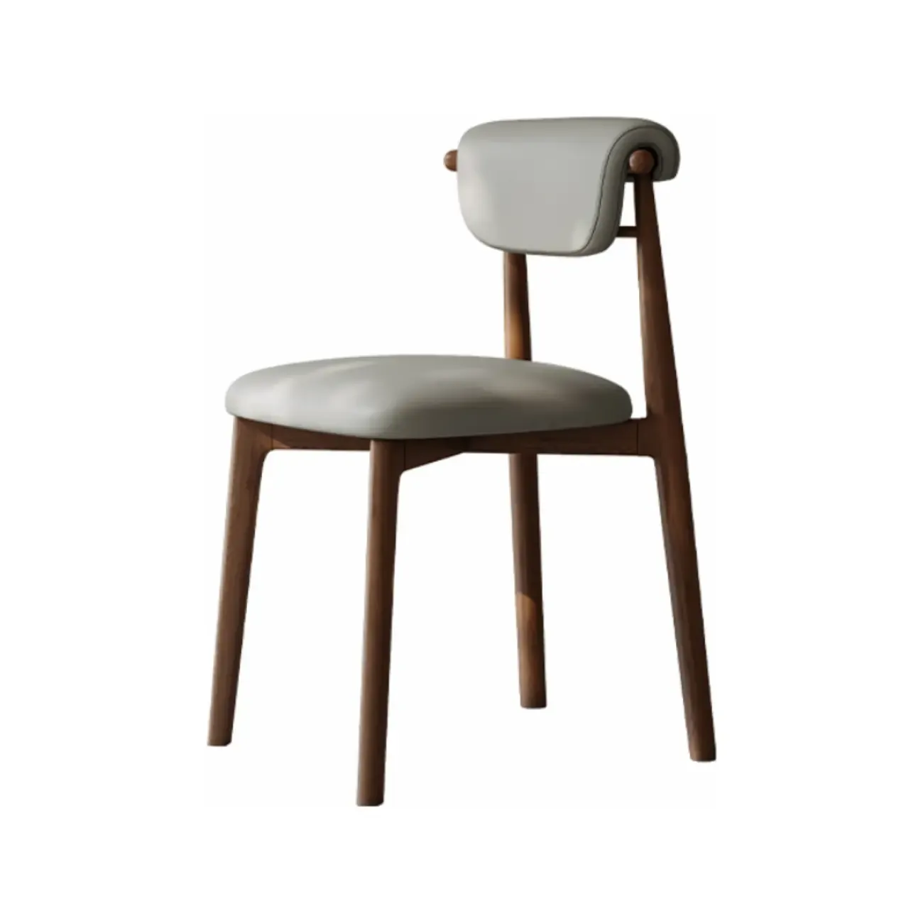 Wooden Armless Faux Leather Low Back Dining Chairs Image - 11