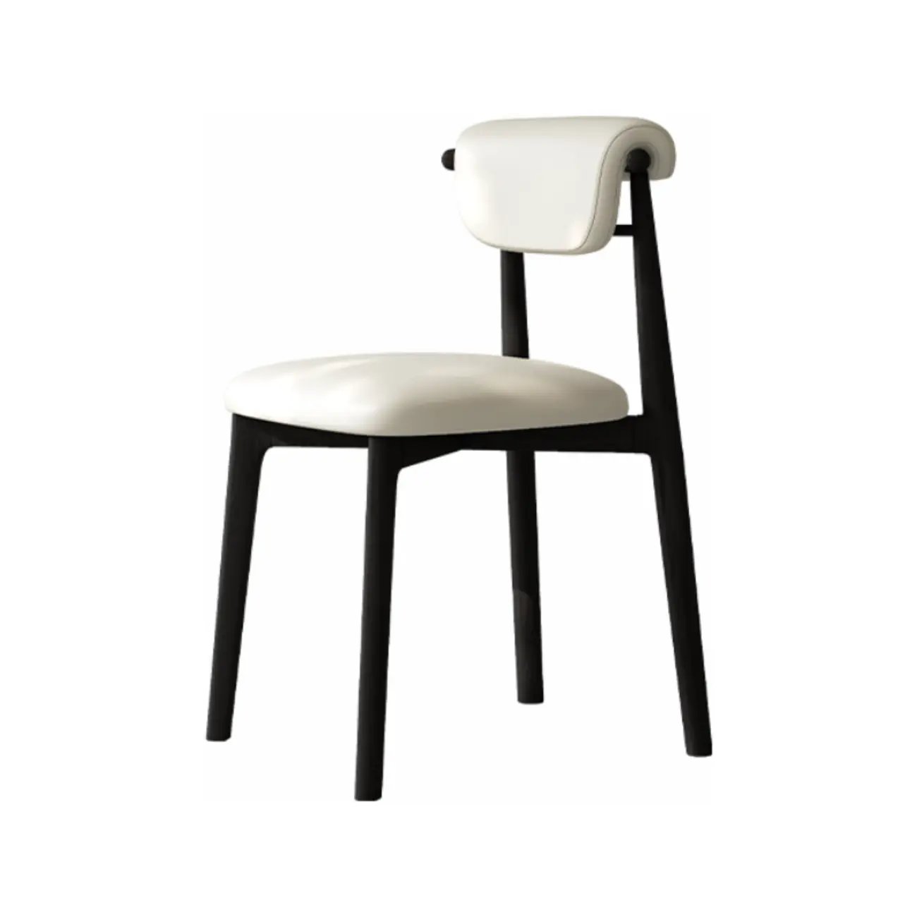 Wooden Armless Faux Leather Low Back Dining Chairs Image - 18 | homeyfad