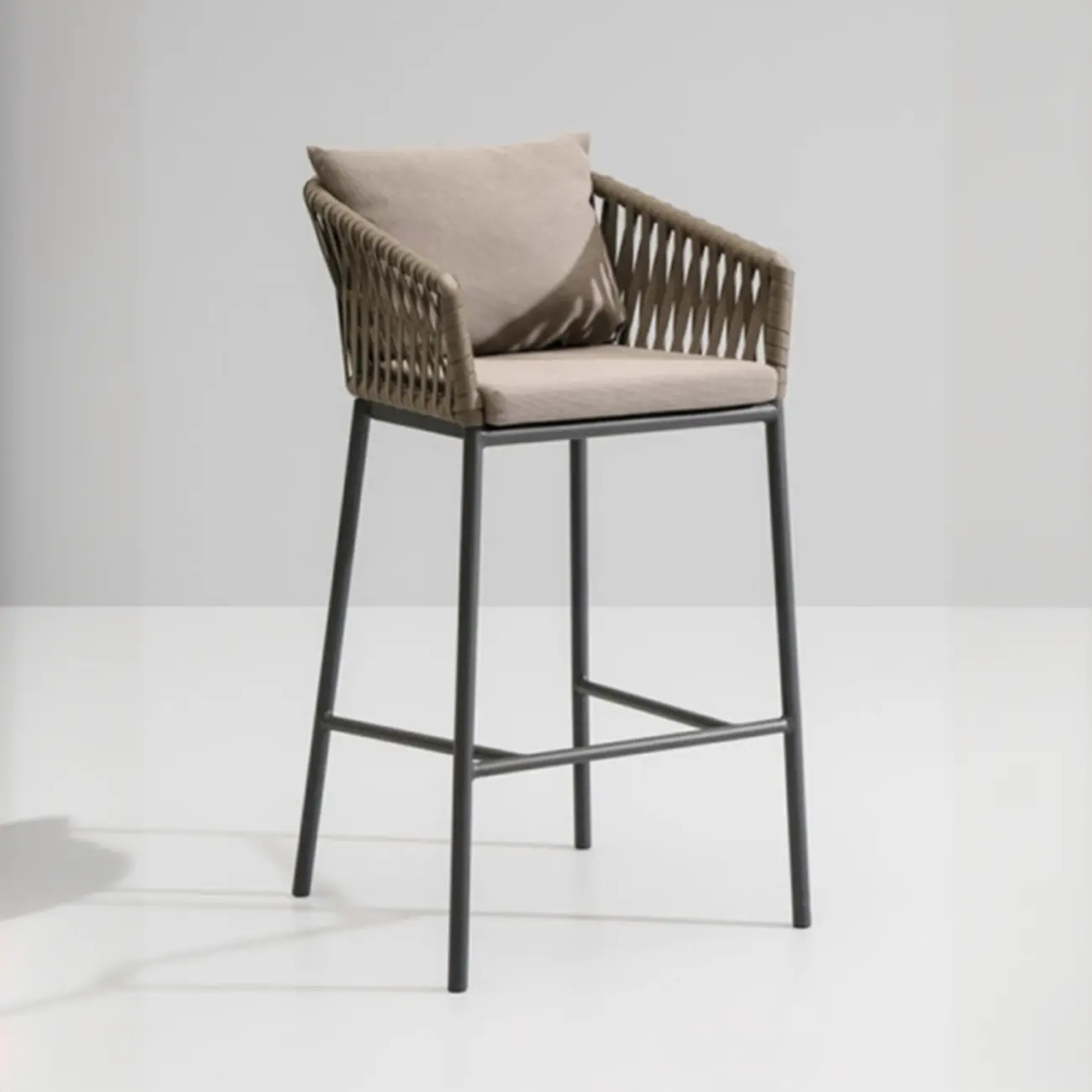 Bohemian Cushioned Rattan Back Counter Stools With Pillow Image - 1 | homeyfad