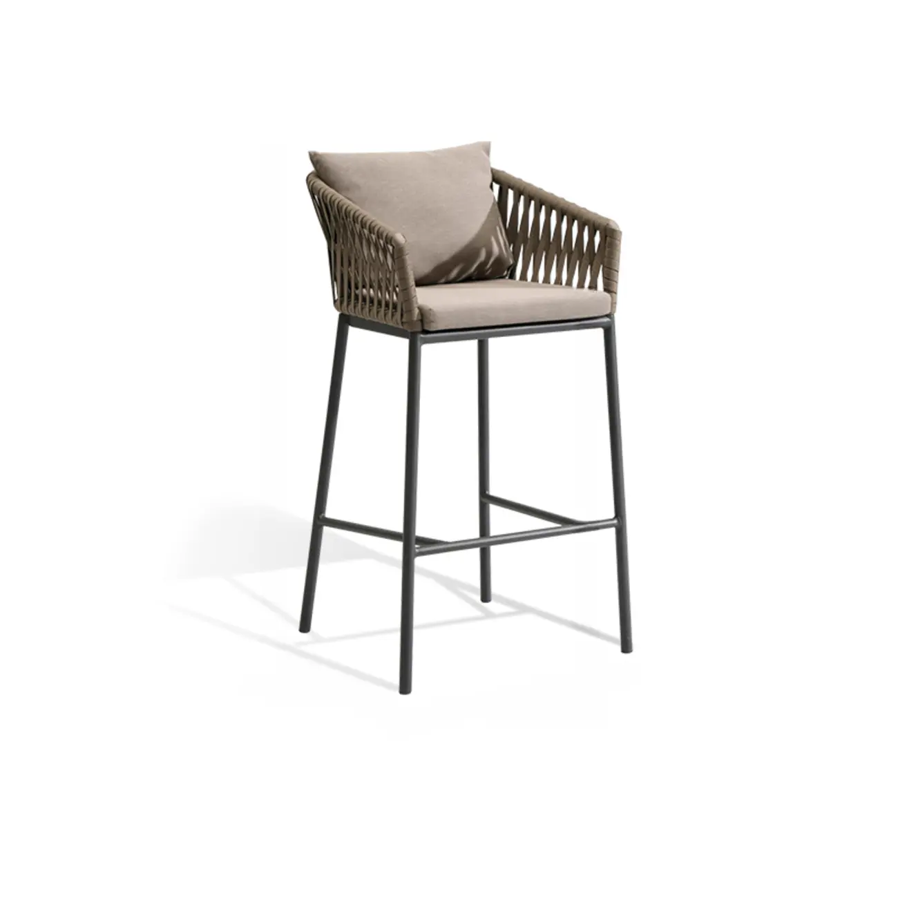 Bohemian Cushioned Rattan Back Counter Stools With Pillow Image - 3 | homeyfad