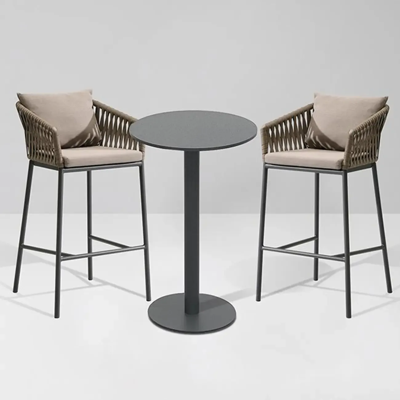 Bohemian Cushioned Rattan Back Counter Stools With Pillow Image - 2