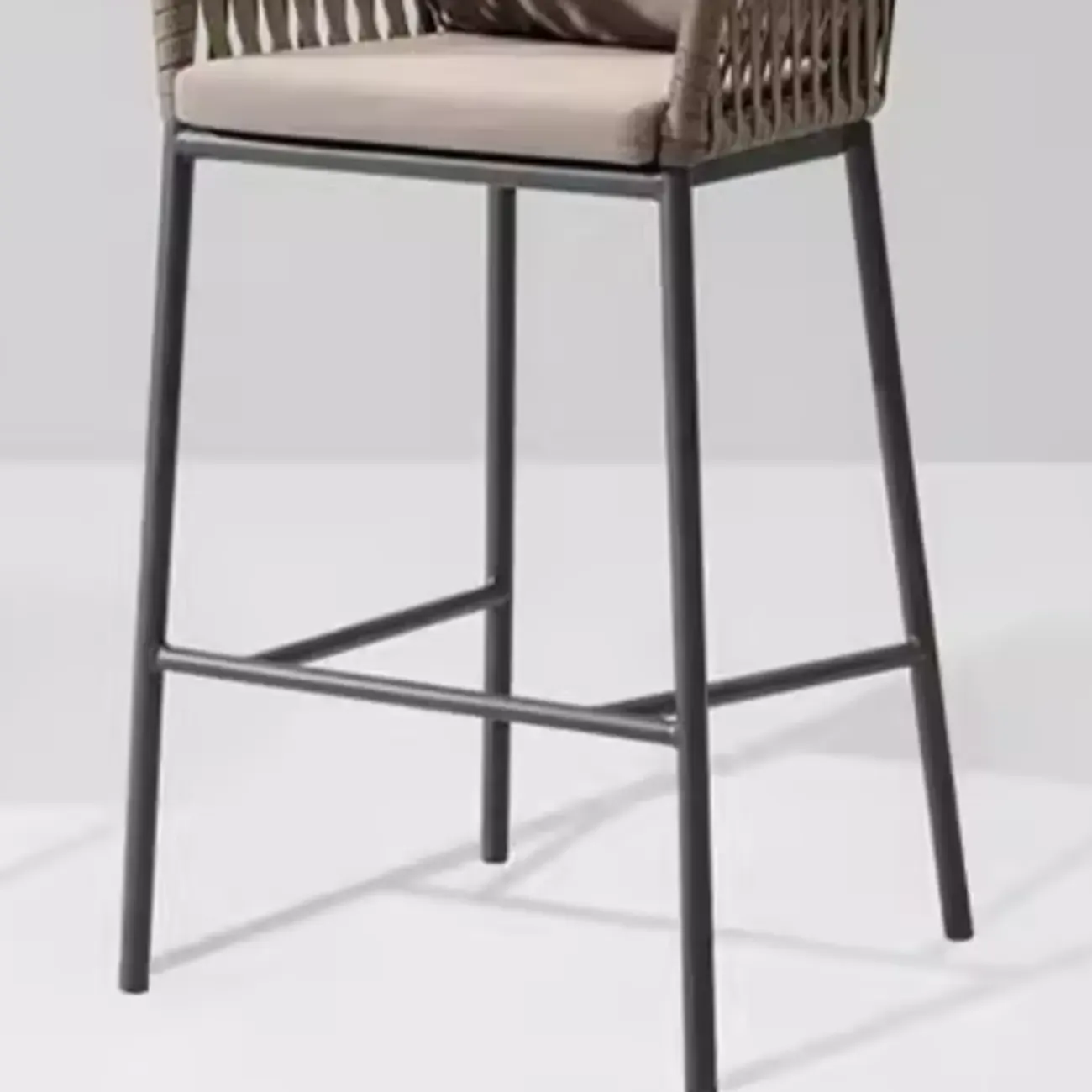 Bohemian Cushioned Rattan Back Counter Stools With Pillow Image - 5