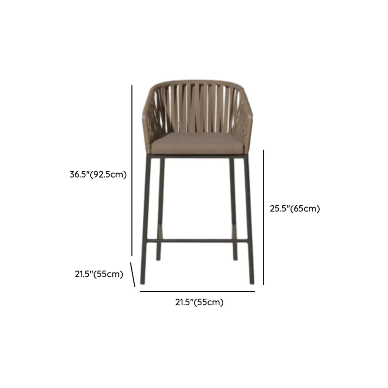 Bohemian Cushioned Rattan Back Counter Stools With Pillow #size | homeyfad