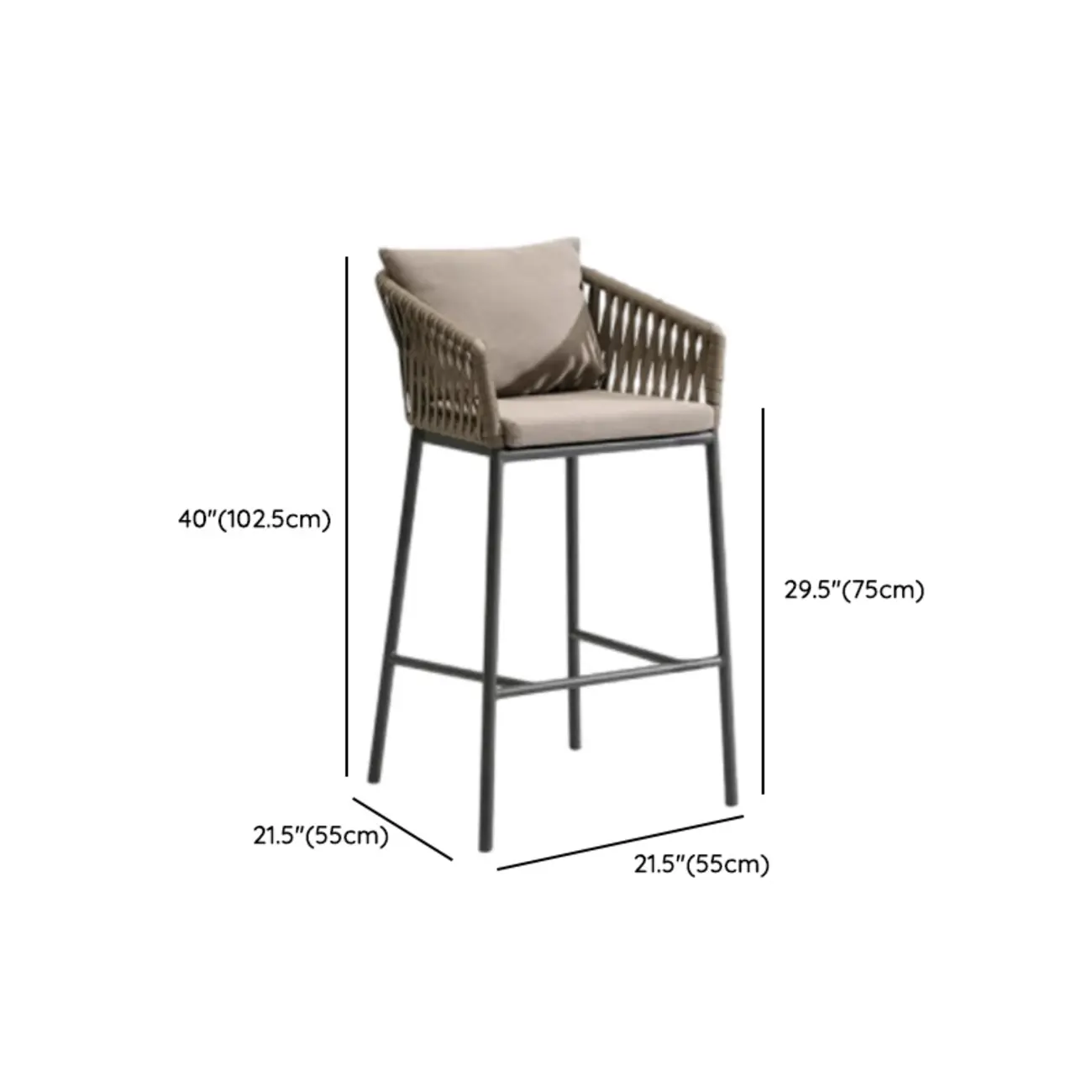 Bohemian Cushioned Rattan Back Counter Stools With Pillow Image - 8 | homeyfad