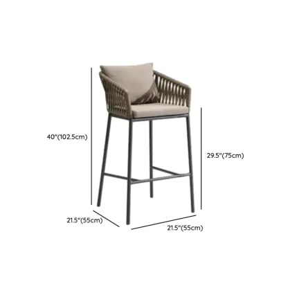 Bohemian Cushioned Rattan Back Counter Stools With Pillow Image - 8