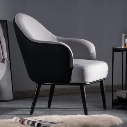 Modern Barrel Chair Faux Leather Living Room Image - 1