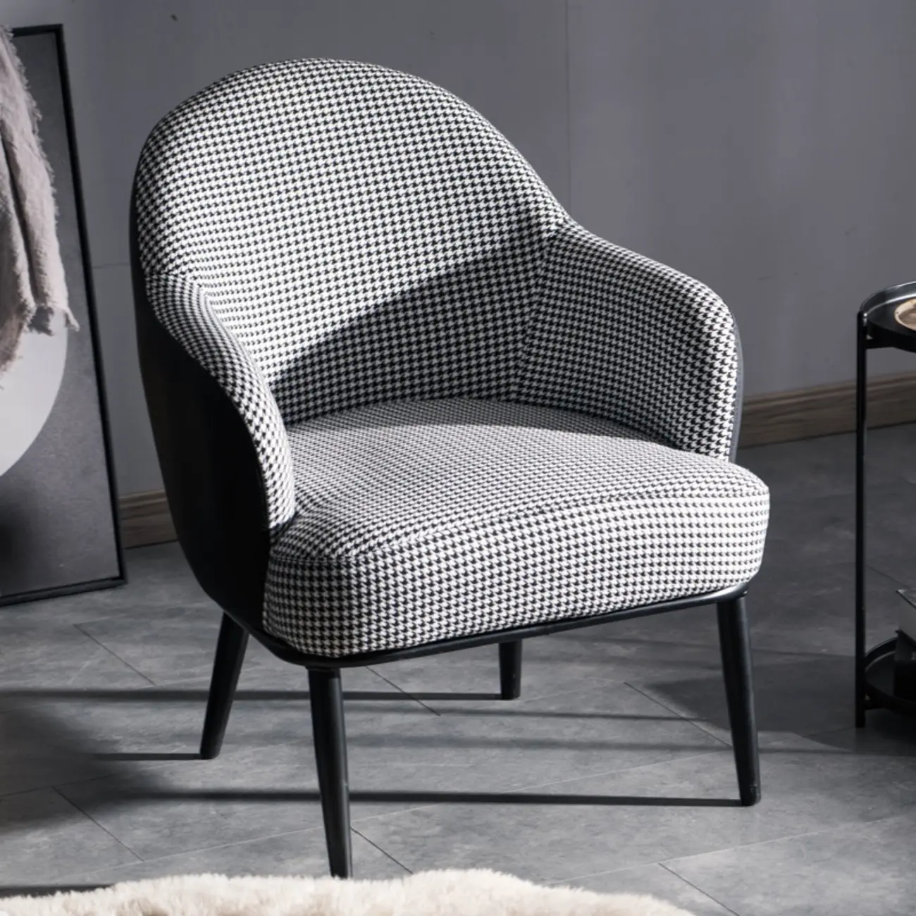 Modern Barrel Chair Faux Leather Living Room Image - 2 | homeyfad