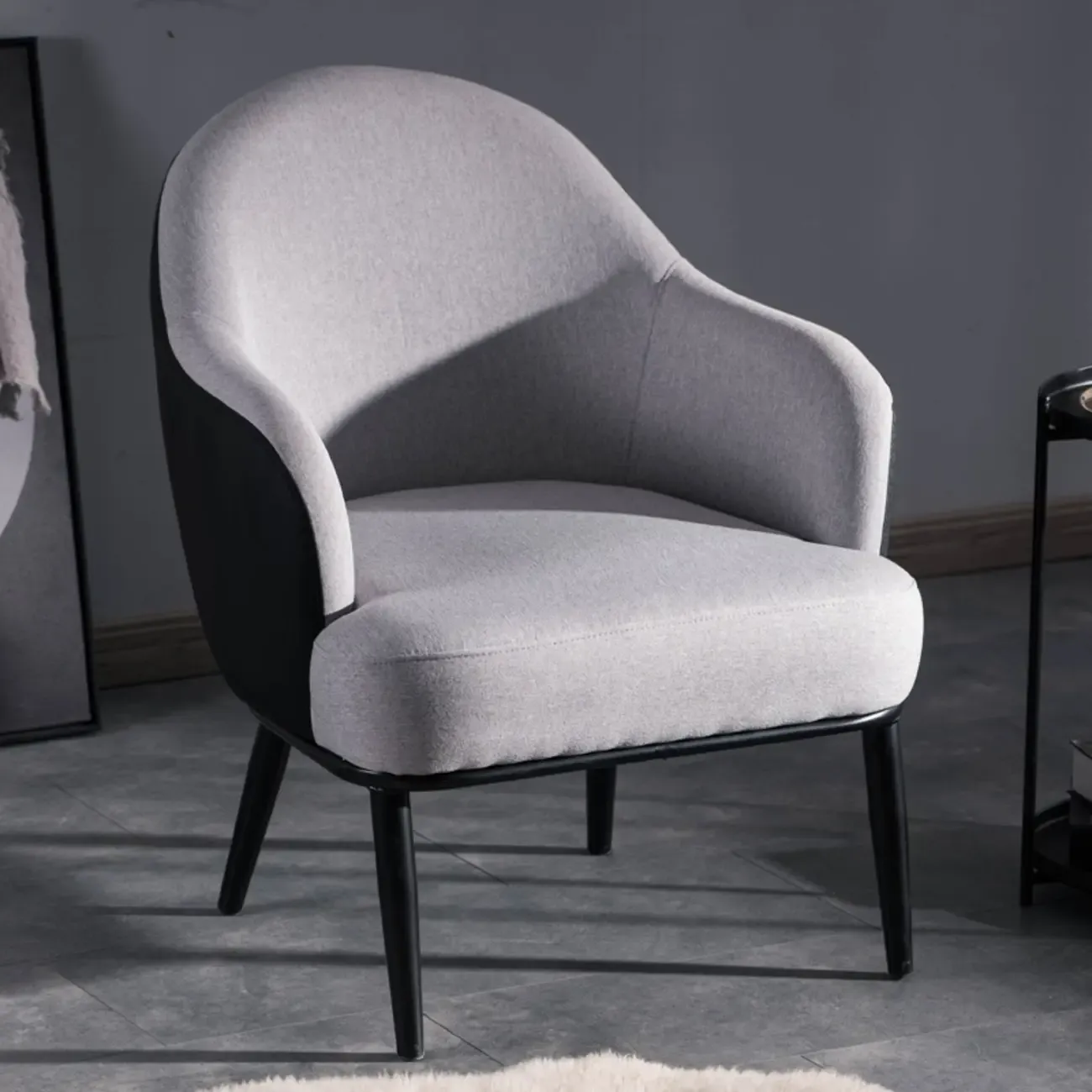 Modern Barrel Chair Faux Leather Living Room Image - 5