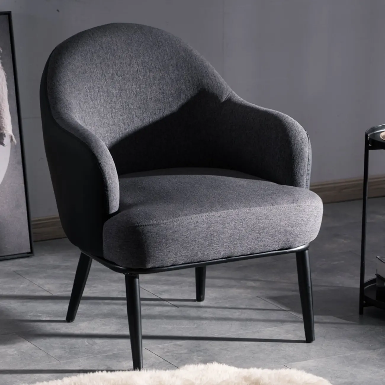 Modern Barrel Chair Faux Leather Living Room Image - 7 | homeyfad