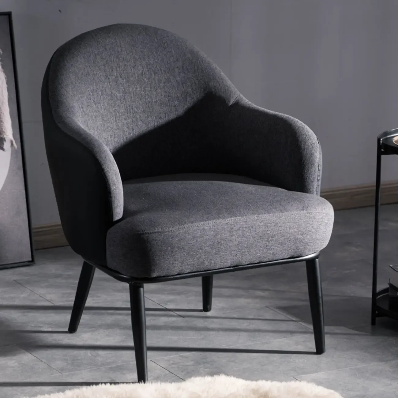 Modern Barrel Chair Faux Leather Living Room Image - 7