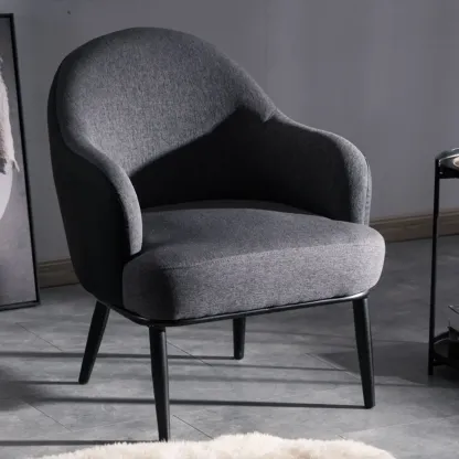 Modern Barrel Chair Faux Leather Living Room Image - 7