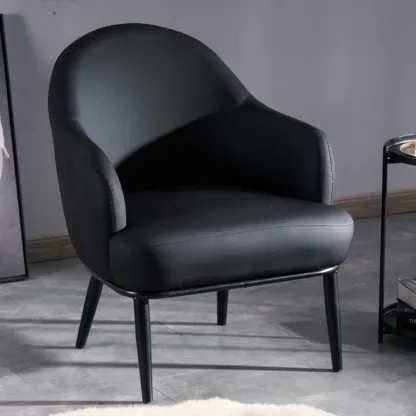 Modern Barrel Chair Faux Leather Living Room Image - 9
