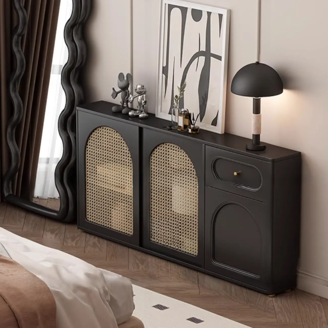 Modern Black Slab Cabinet Sideboard with Storage Image - 1 | homeyfad