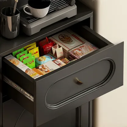 Modern Black Slab Cabinet Sideboard with Storage Image - 4