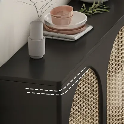 Modern Black Slab Cabinet Sideboard with Storage Image - 6