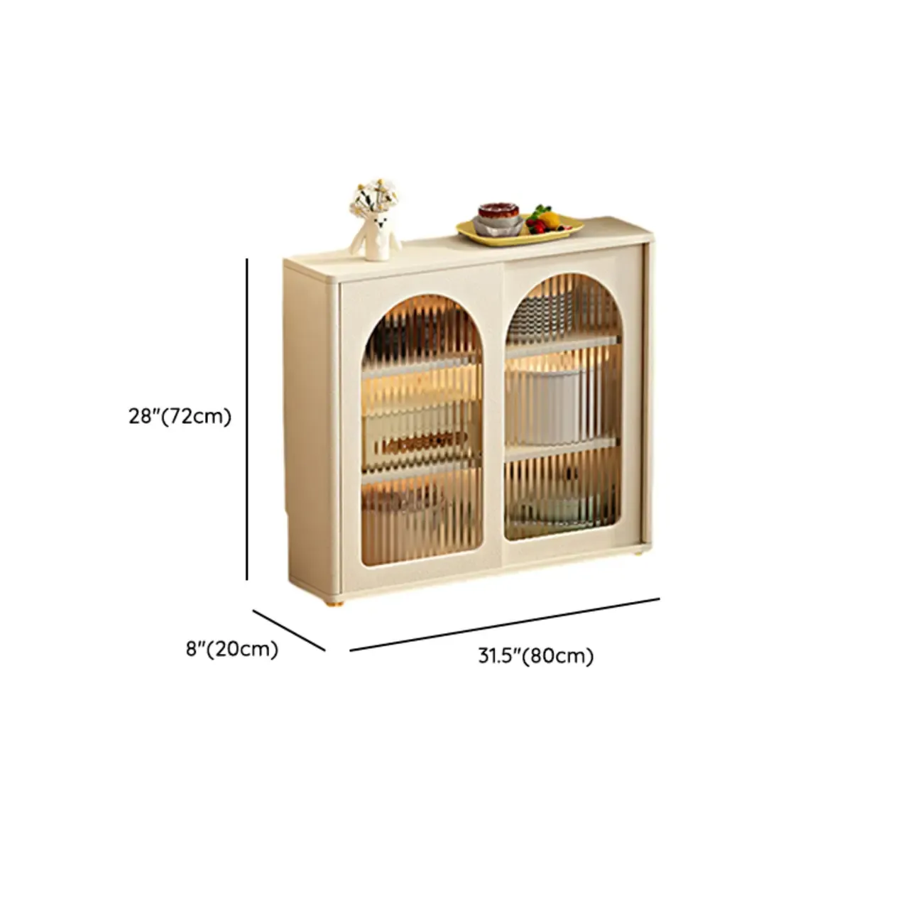 Modern Black Slab Cabinet Sideboard with Storage #size