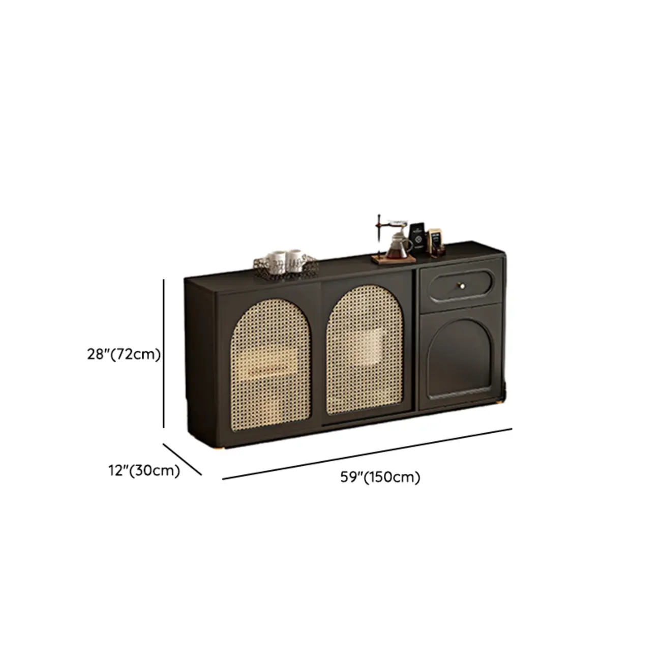 Modern Black Slab Cabinet Sideboard with Storage Image - 12 | homeyfad