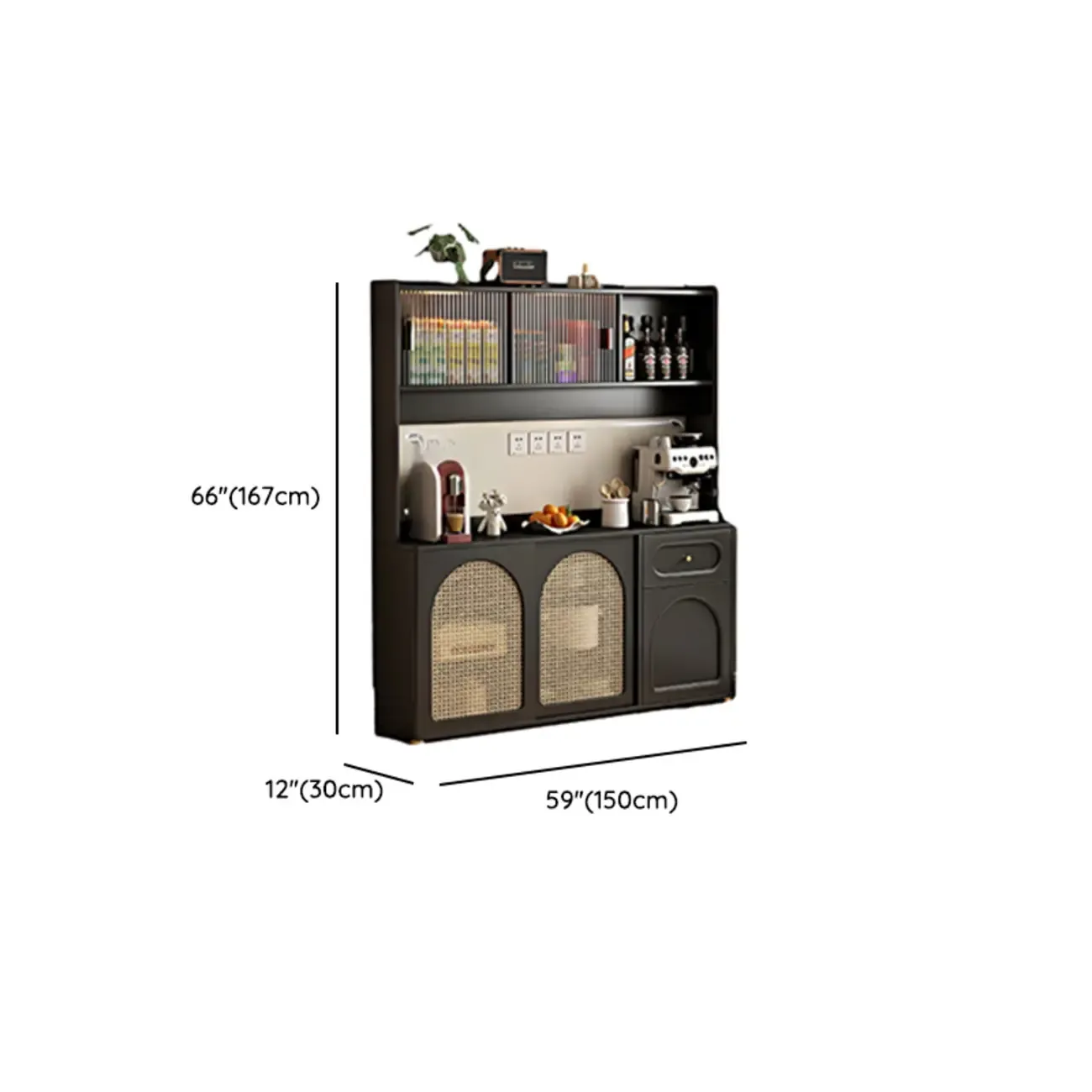 Modern Black Slab Cabinet Sideboard with Storage Image - 13