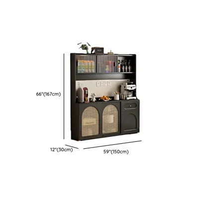 Modern Black Slab Cabinet Sideboard with Storage Image - 13