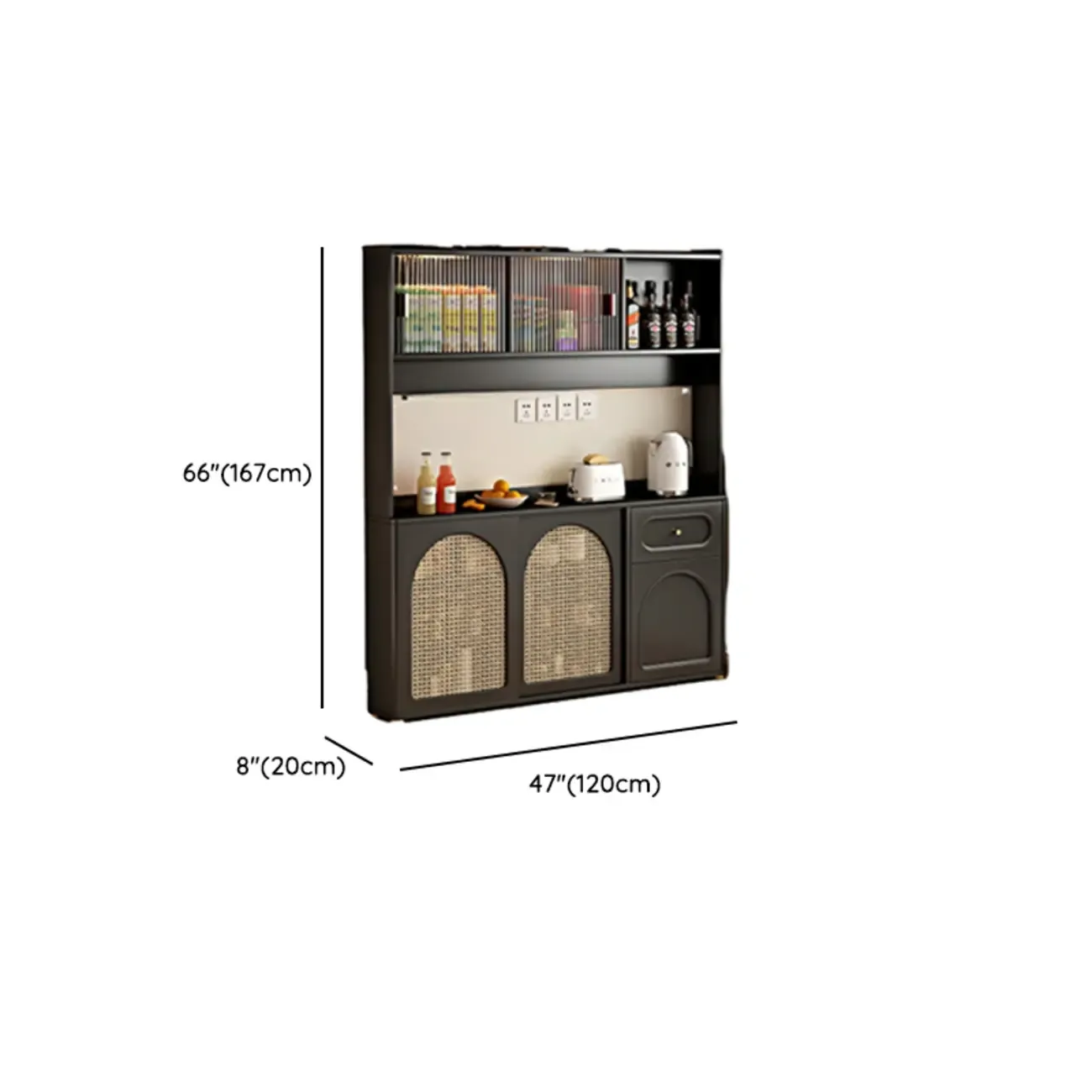 Modern Black Slab Cabinet Sideboard with Storage Image - 14
