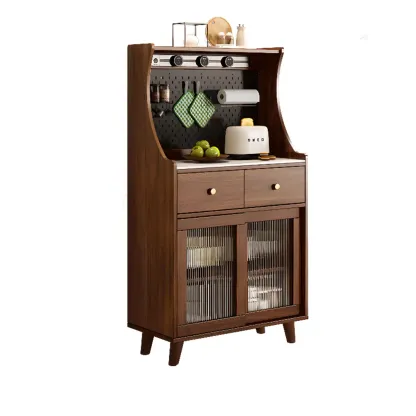 Modern Slab Buffet with Stone Countertop and Sliding Doors Image - 2