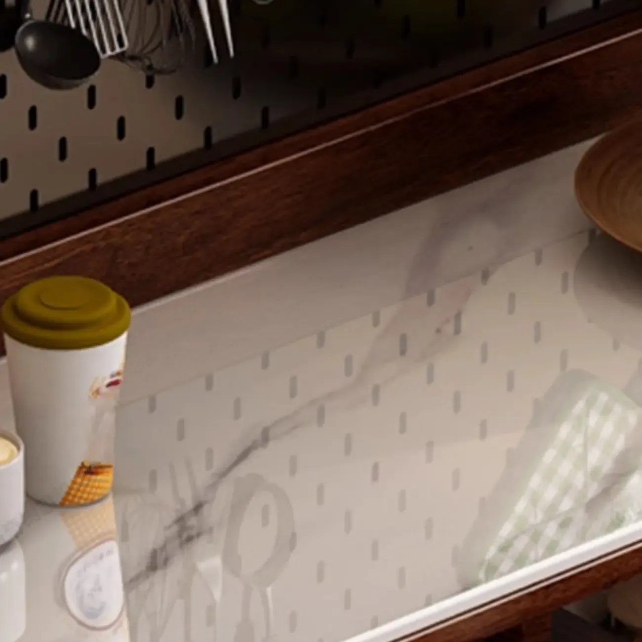 Modern Slab Buffet with Stone Countertop and Sliding Doors Image - 10