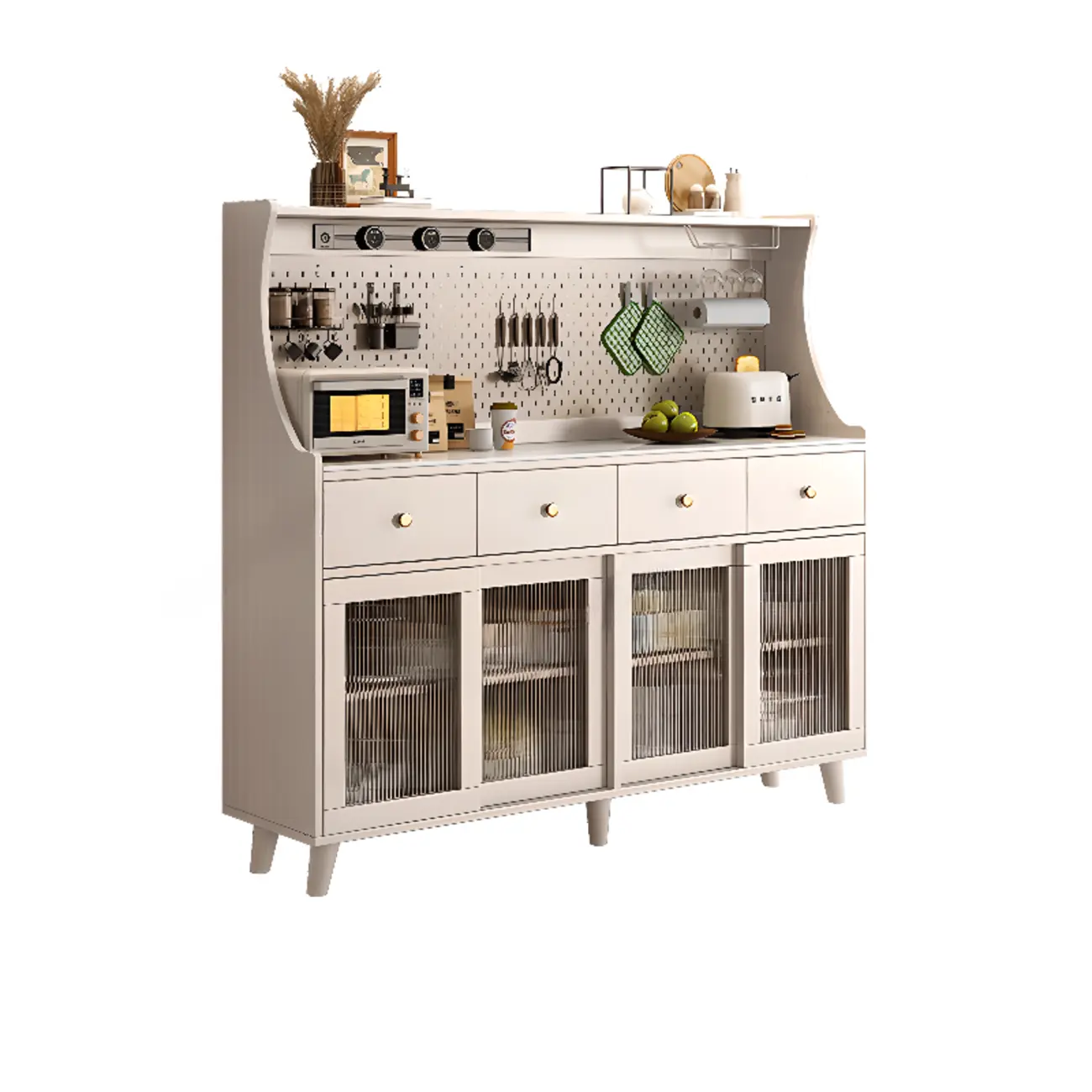 Modern Slab Buffet with Stone Countertop and Sliding Doors Image - 11 | homeyfad