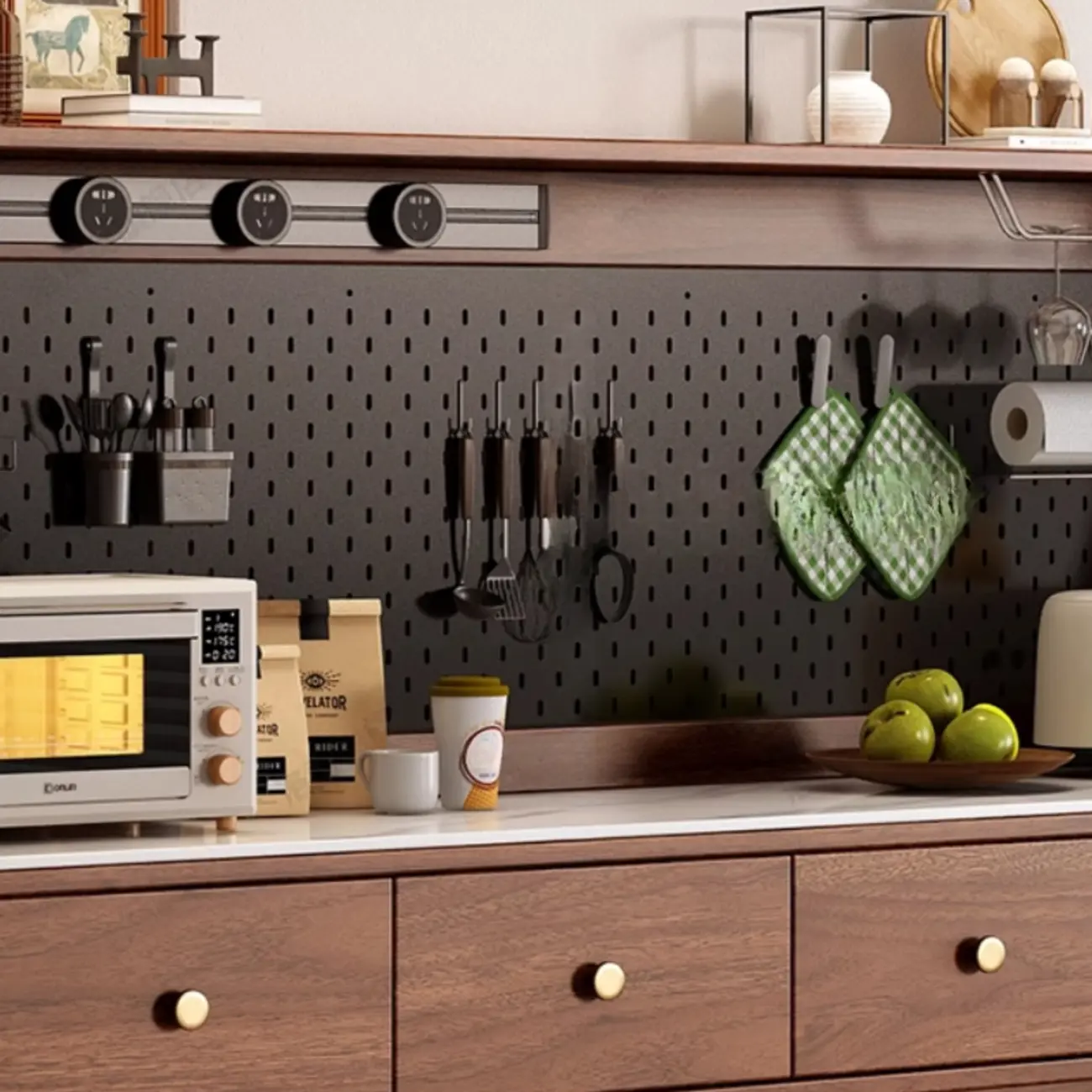 Modern Slab Buffet with Stone Countertop and Sliding Doors Image - 15 | homeyfad