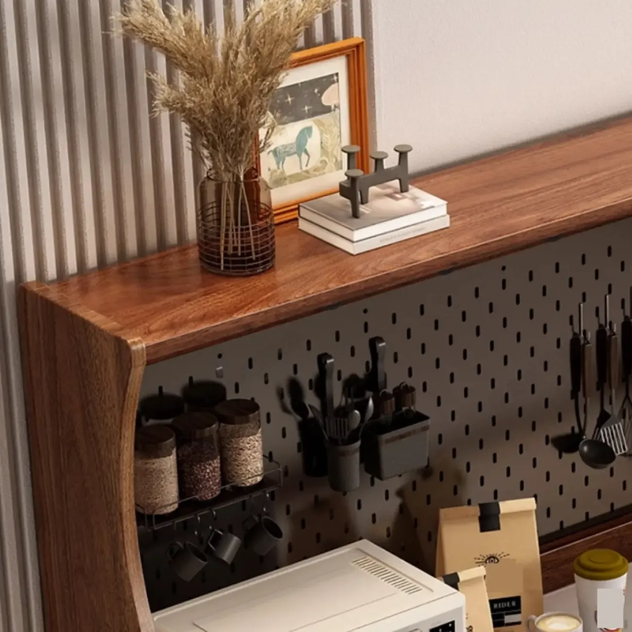 Modern Slab Buffet with Stone Countertop and Sliding Doors Image - 16