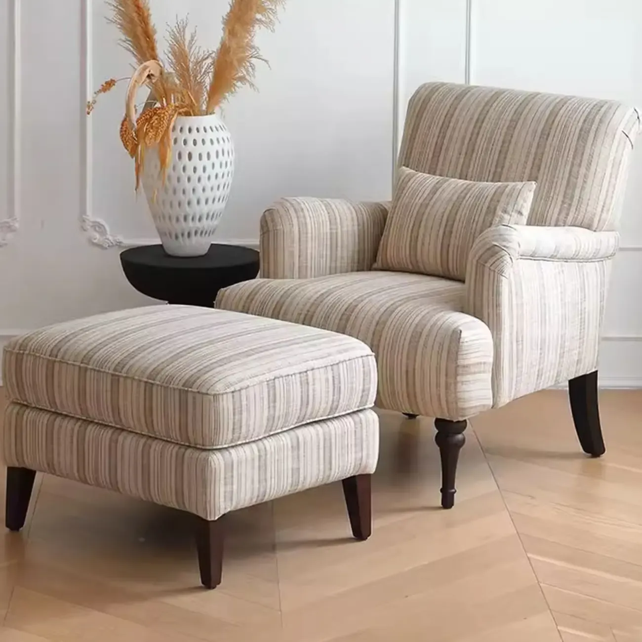 Modern High-Back Fabric Arm Chair for Living Room Image - 1