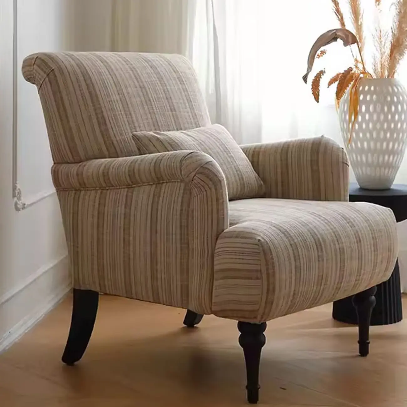 Modern High-Back Fabric Arm Chair for Living Room Image - 4 | homeyfad