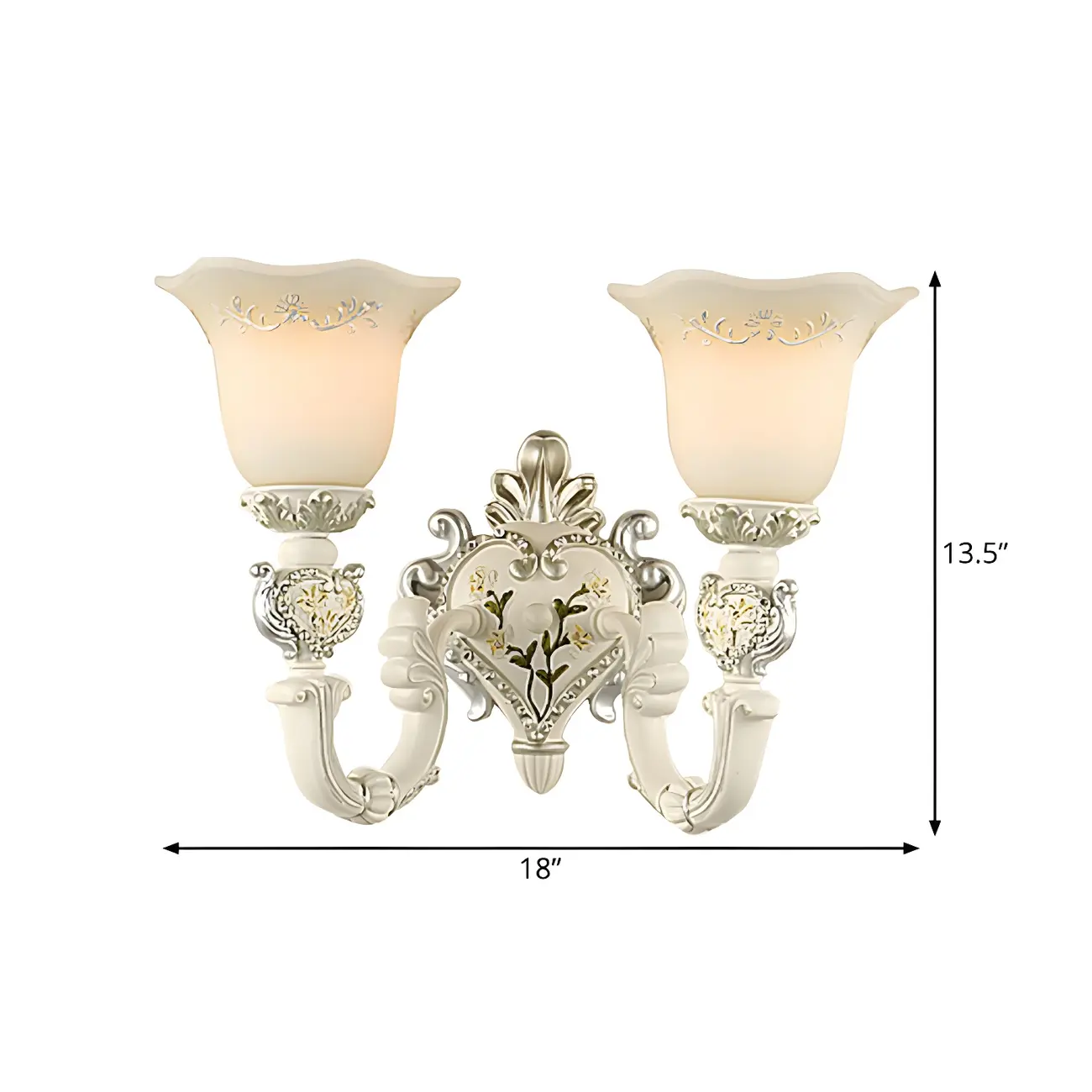 Vintage White Milky Glass Wall Sconce with Floral Design Image - 9 | homeyfad