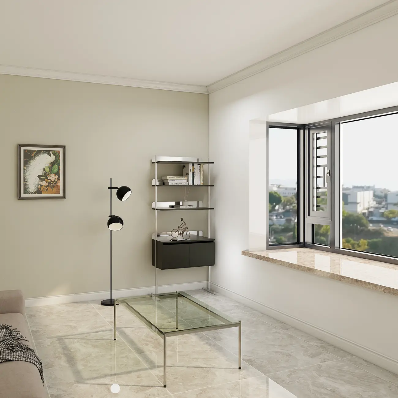 Modern Ladder Bookshelf with Storage Cabinet Image - 9 | homeyfad