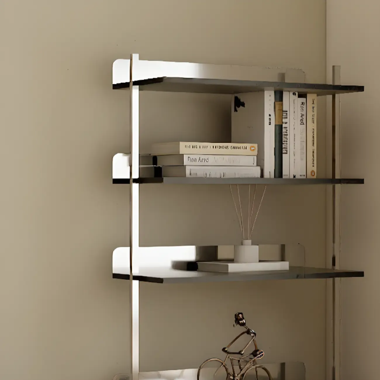 Modern Ladder Bookshelf with Storage Cabinet Image - 4
