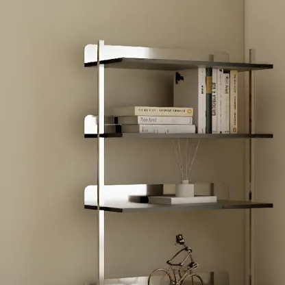 Modern Ladder Bookshelf with Storage Cabinet Image - 4