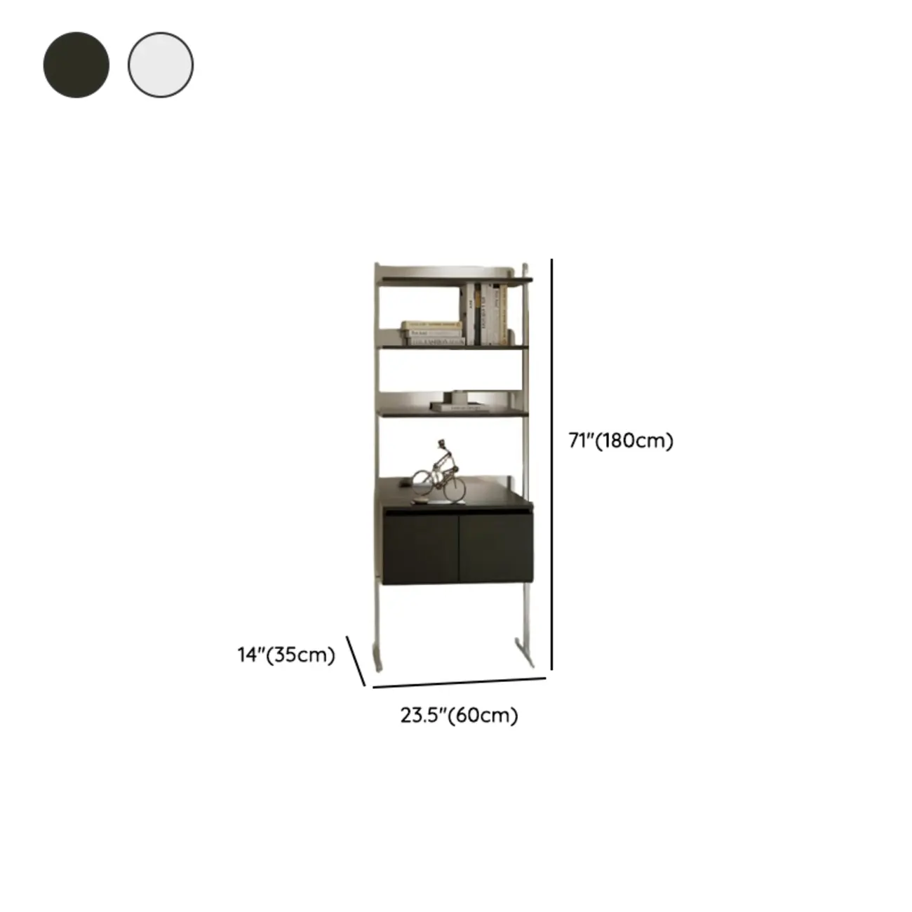 Modern Ladder Bookshelf with Storage Cabinet #size | homeyfad