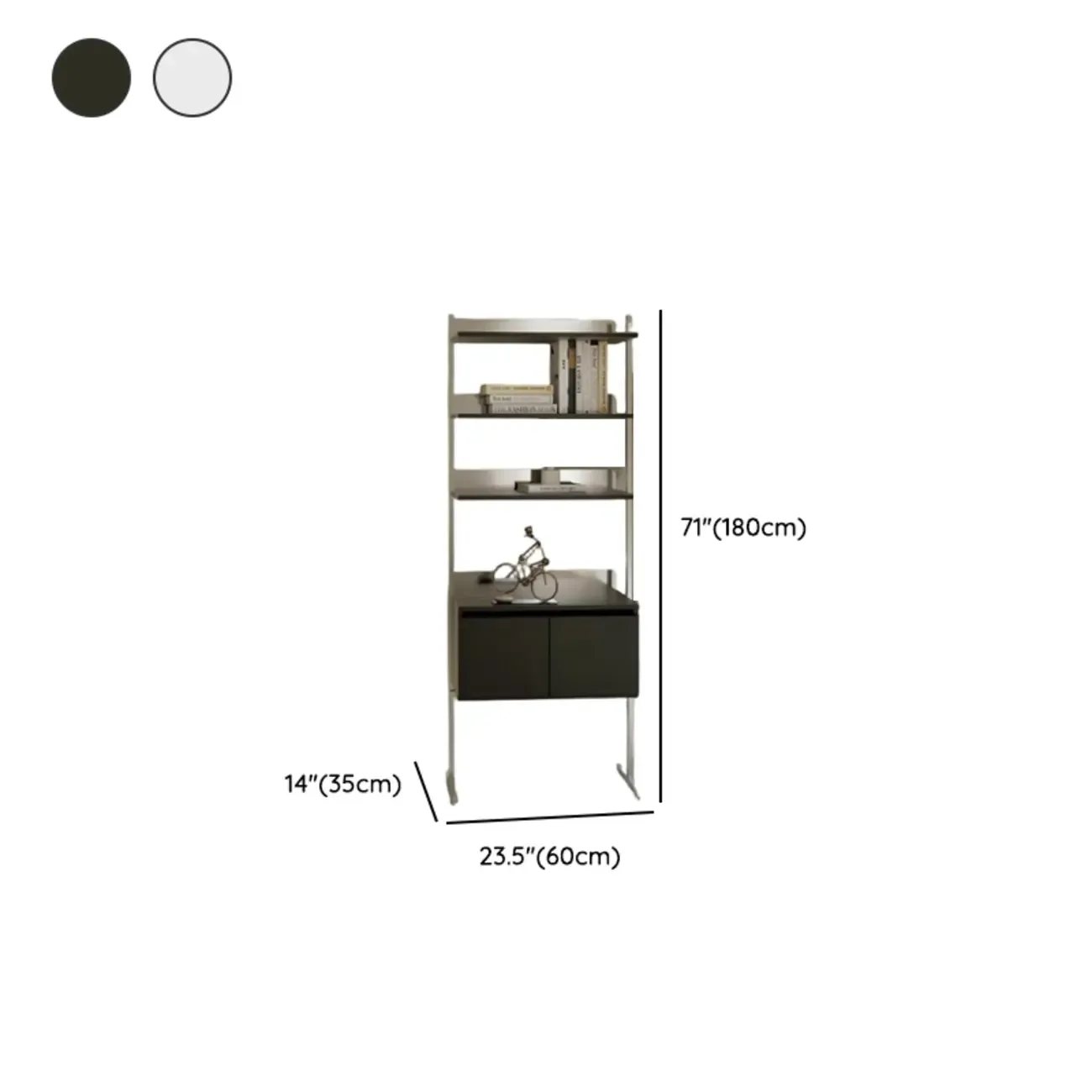 Modern Ladder Bookshelf with Storage Cabinet #size